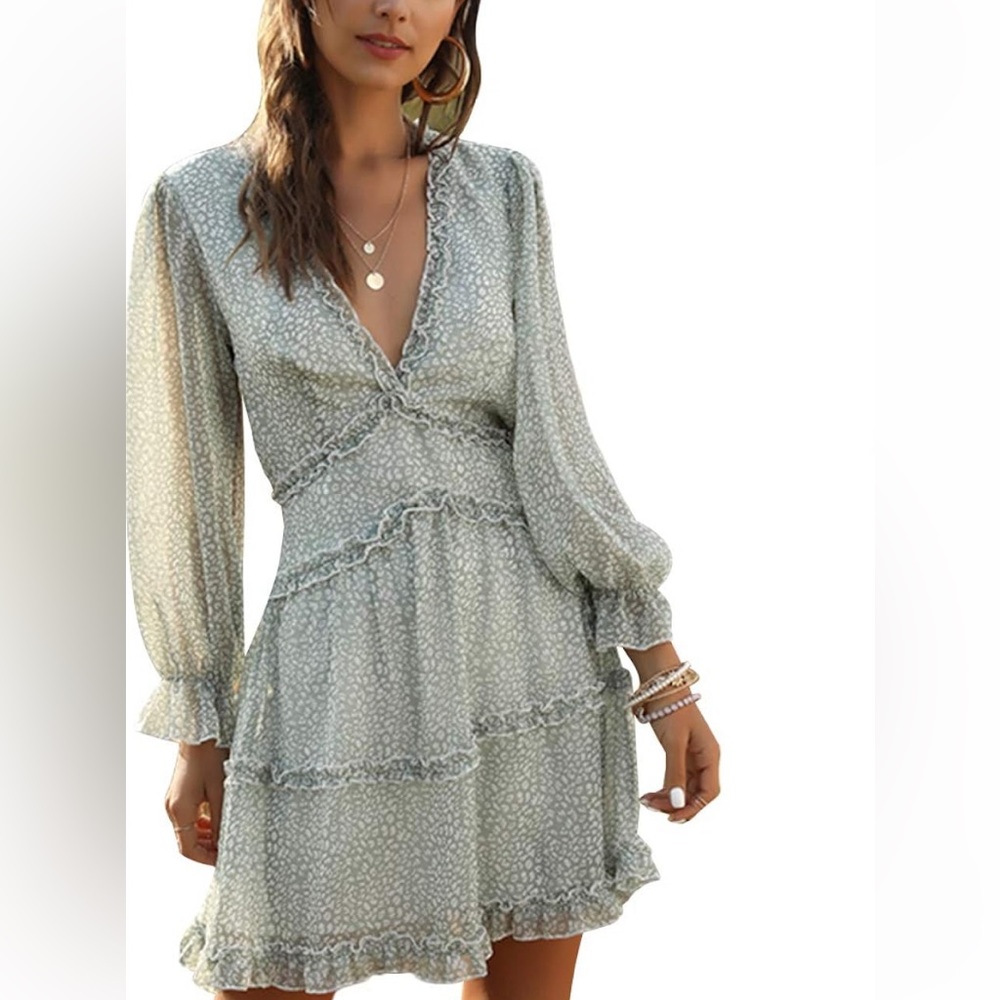 Green V-Neck Dress